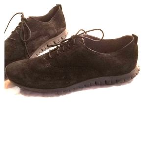 Cole Haan zero grand all black suede tennis shoe